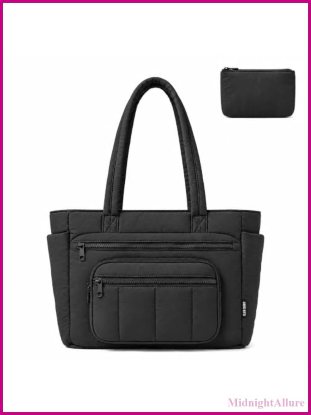 Quilted Puffer Tote Bag Women Nylon Shoulder Handbag Zipper Travel